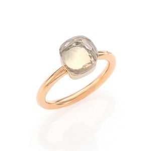 Pomellato Nudo Ring White Topaz 18k Rose Gold Size 5.5 / 50 with Pomellato Box